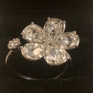 Sterling silver cubic zirconia adjustable ring.